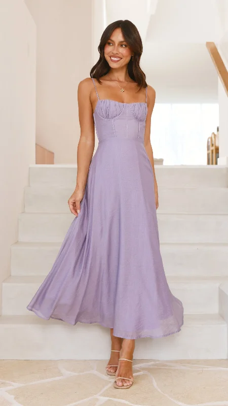 Ball Gown Women Dress with a Full Skirt for a Princess - like LookRahima Maxi Dress - Lilac