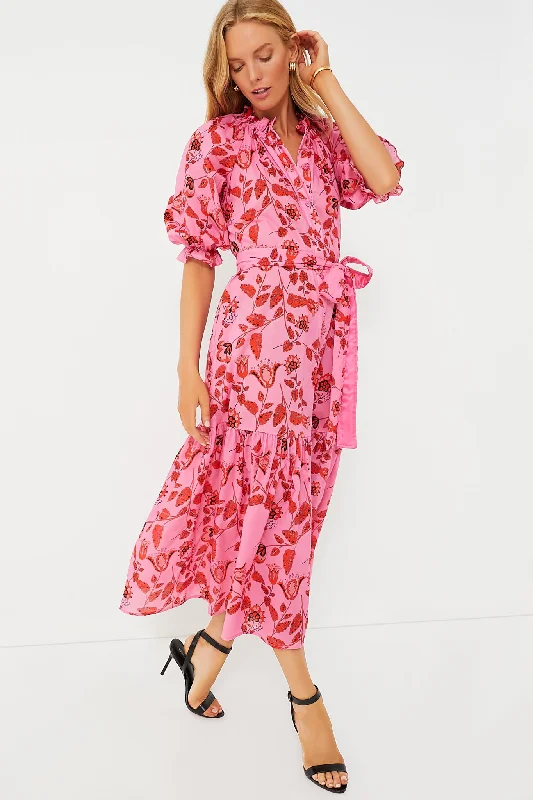 Sheath Women Dress with a Tailored Fit for a Professional LookRed and Pink Floral Saratoga Cotton Dress