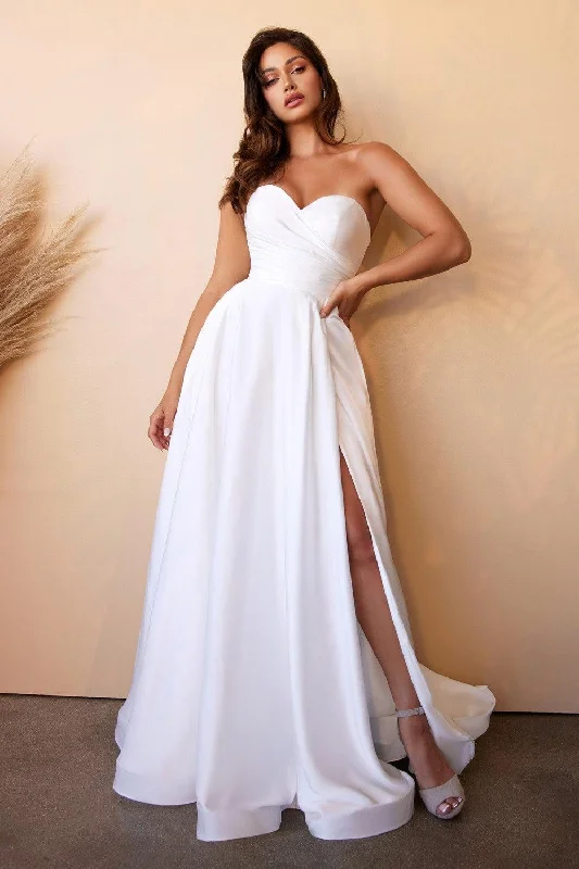 Ball Gown Women Dress with a Full Skirt for a Princess - like LookCinderella Divine CD0166W Satin Strapless Long Bridal Gown