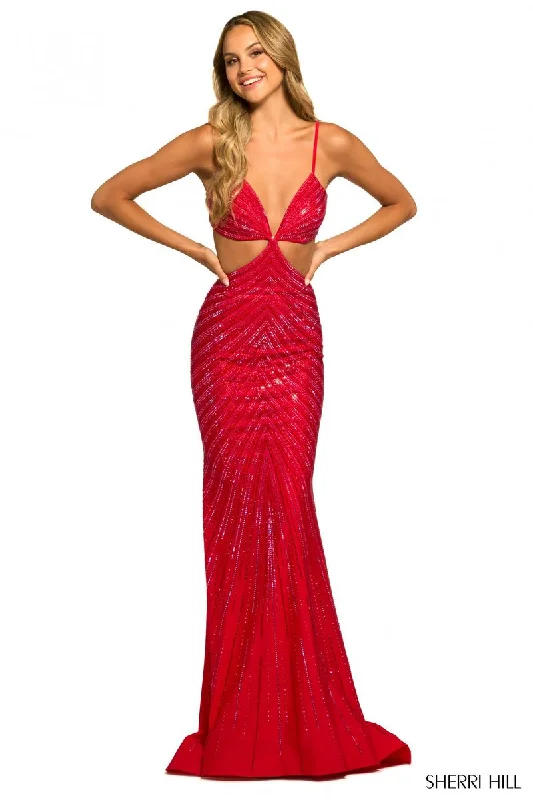 Sleeveless Women Dress in Bright Colors for Summer PartiesSherri Hill Hot Fix Cut-out Dress 55518