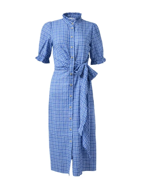 Printed Abstract Women Dress for a Modern and Artistic AppealSoleil Blue Gingham Shirt Dress