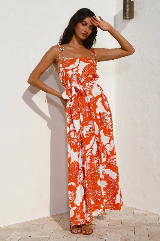 Empire Waist Women Dress to Accentuate the Bust and Conceal the WaistStar Gazing Maxi Dress Orange