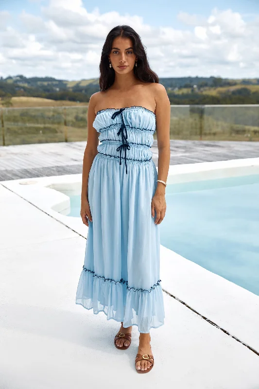 Little Black Women Dress with Sequins for a Glamorous Night OutTalulah Strapless Maxi Dress Blue