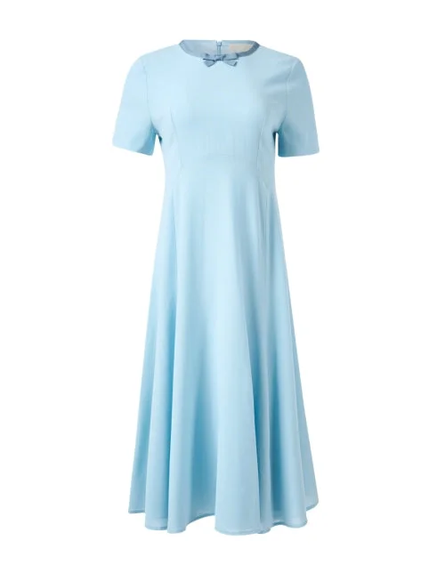 Plus Size Women Dress with a Flattering A - Line Cut for Comfort and StyleThea Blue Wool Crepe Dress