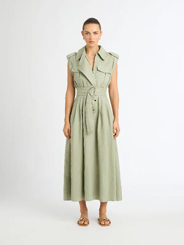 Strapless Women Dress with a Built - in Bra for Comfort and SupportUTILITY LINEN DRESS