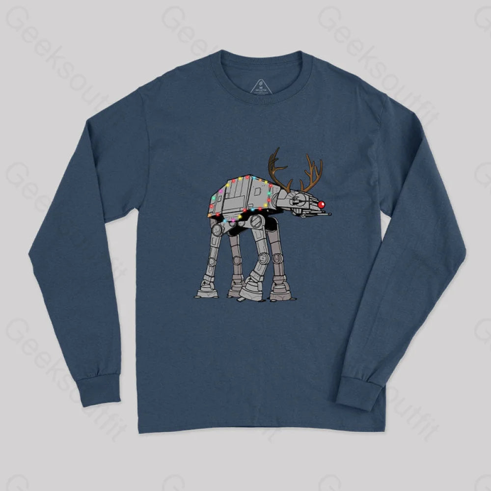 Embroidered Women T Shirt with Intricate DetailsChristmas Imperial Walker Long Sleeve T-Shirt