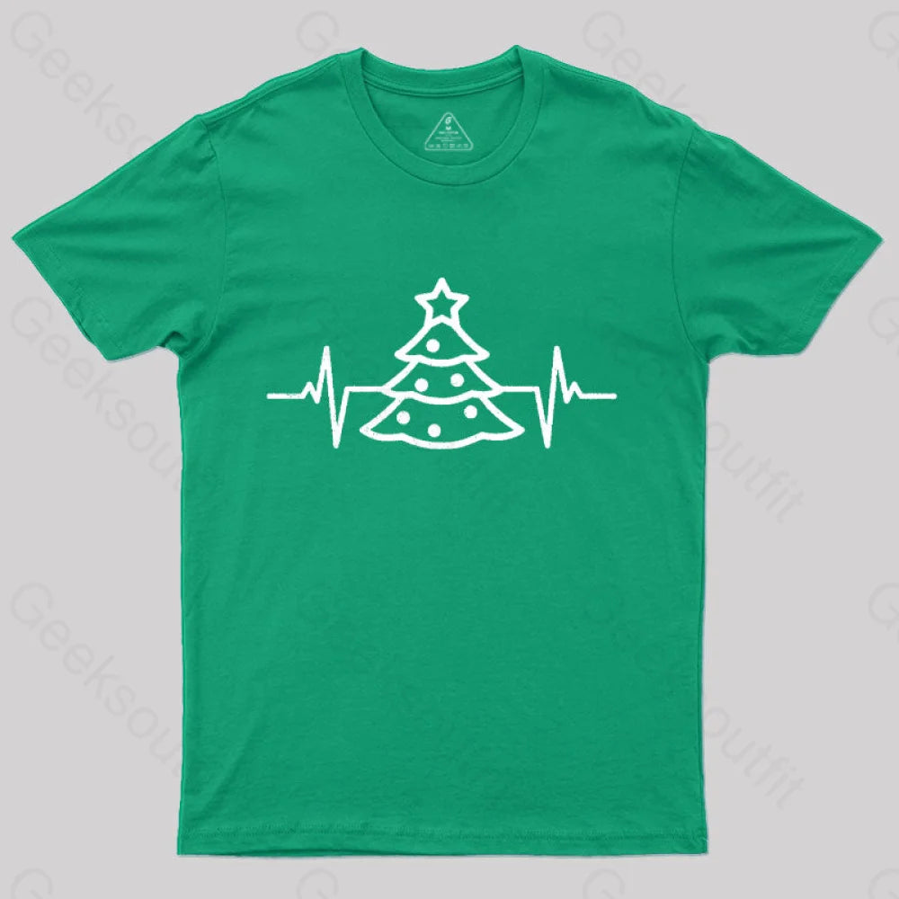 Embroidered Women T Shirt with Intricate DetailsChristmas Tree Heart Beat T-Shirt