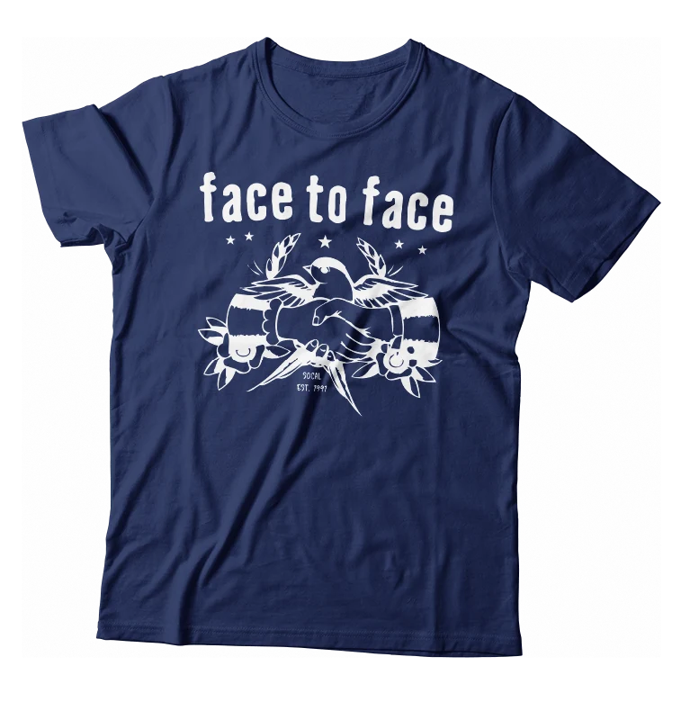 Embroidered Women T Shirt with Intricate DetailsFACE TO FACE - "Sparrow" (Navy Blue)