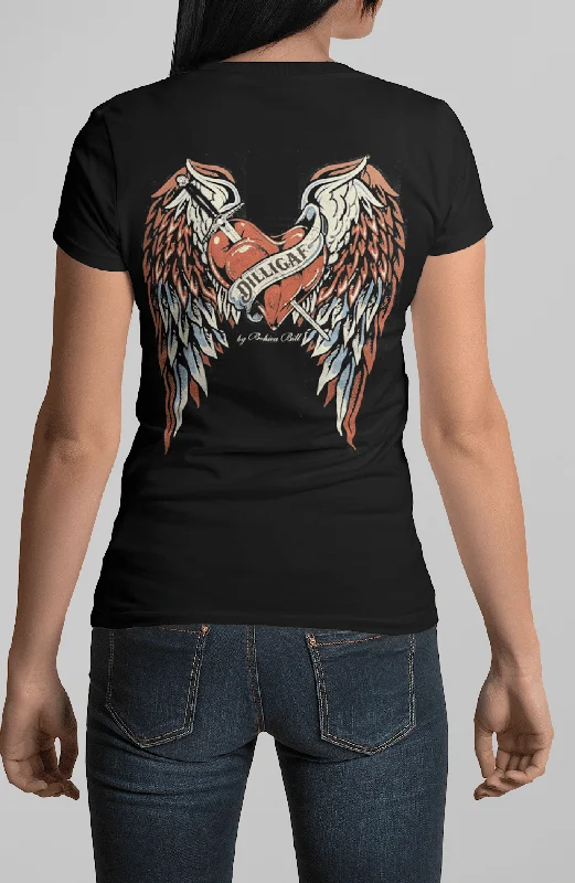 Crew Neck Women T Shirt with a Timeless DesignThe Dagger of Love V Neck Tee