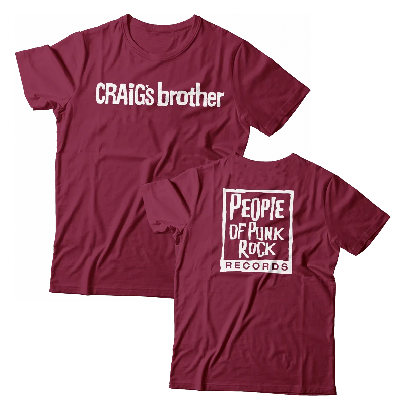 Striped Women T Shirt in a Classic PatternCRAIG'S BROTHER - "POPR & Nail" (Maroon) (T-Shirt)