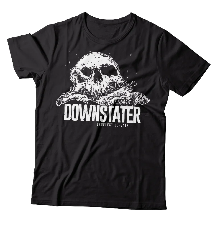 Ringer T Shirt Women with Retro - Inspired StripesDOWNSTATER - "Cruelest Defeats" (Black) (T-Shirt)