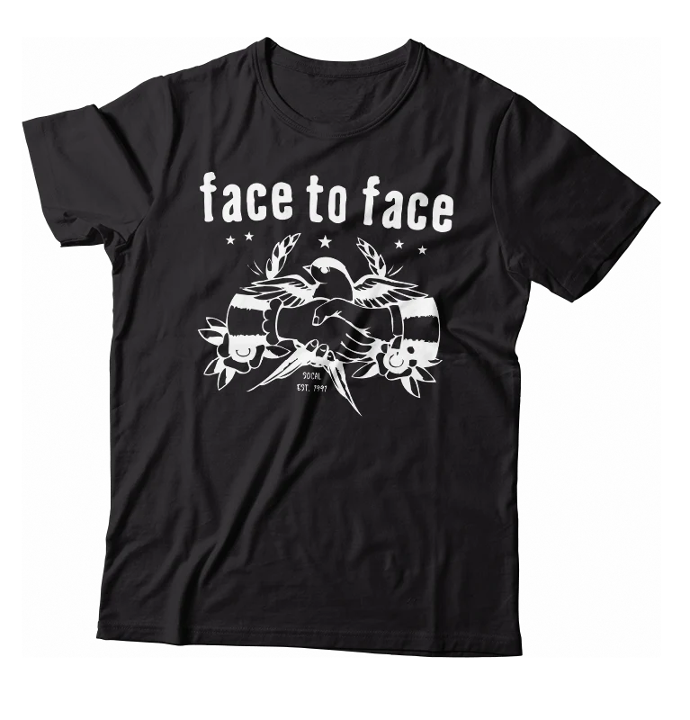 Ringer T Shirt Women with Retro - Inspired StripesFACE TO FACE - "Sparrow" (Black) (T-Shirt)