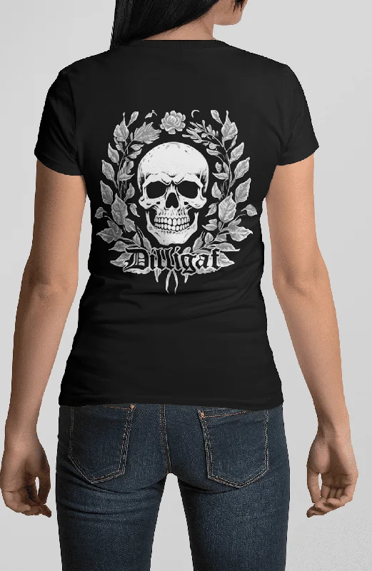 Sequined Women T Shirt for a Sparkly Night OutGrey Vine Skull