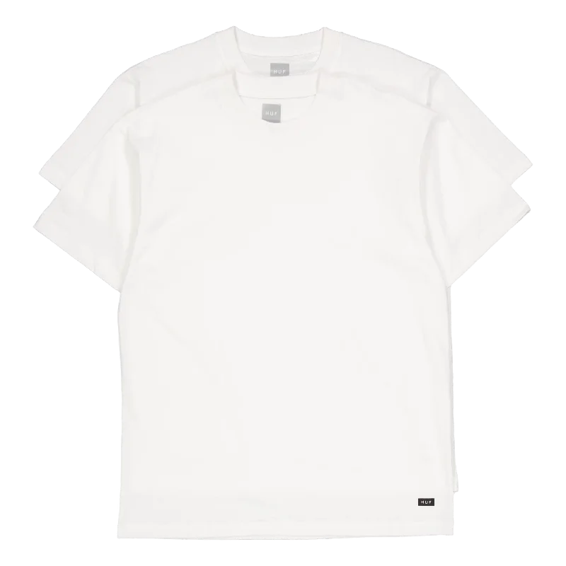 Crew Neck Women T Shirt with a Timeless DesignHuf Set 2 Pack Tees White