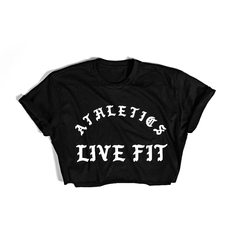 Distressed Women T Shirt with a Laid - Back AestheticIron Athletics Crop Tee - Black/White