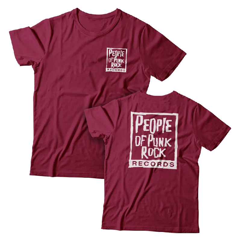 Crop Top Women T Shirt to Pair with High - Waisted BottomsPOPR Records - "POPR & Nail" (Maroon) (T-Shirt)