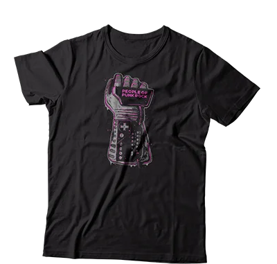 Embroidered Women T Shirt with Intricate Details"Powerglove Logo (Black/Pink)"