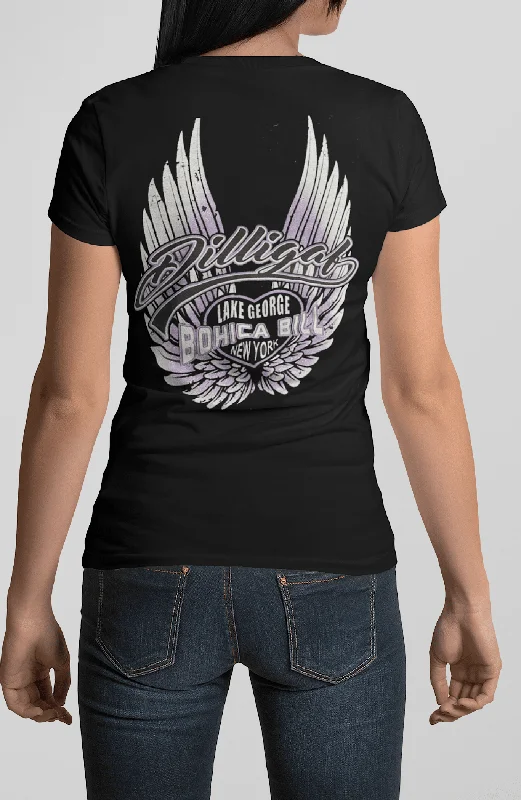 Striped Women T Shirt in a Classic PatternPurple Thunder Wings