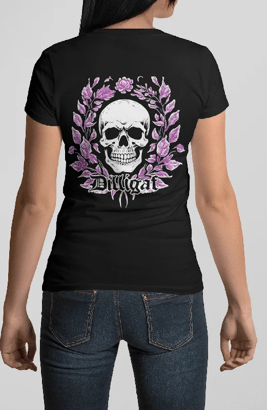 Organic Cotton Women T Shirt for Eco - Conscious WearersPurple Vine Skull