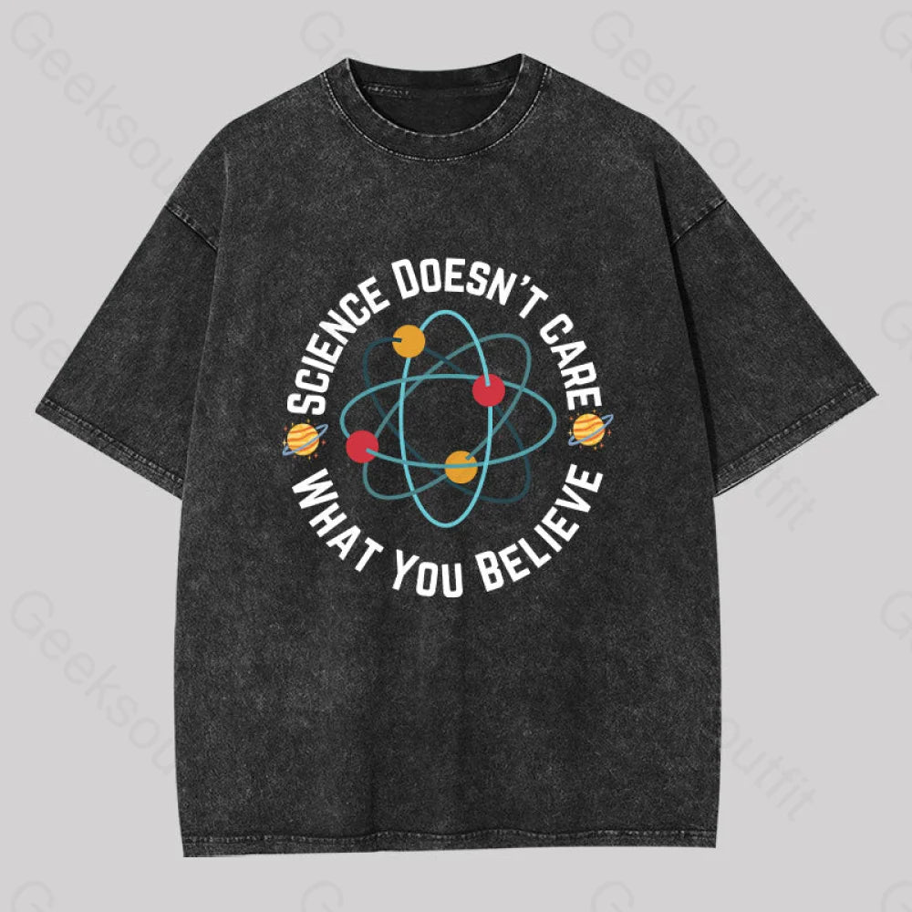 Sequined Women T Shirt for a Sparkly Night OutScience Doesn't Care What You Believe Washed T-shirt