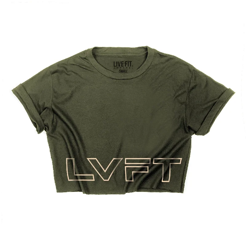 Pocketed Women T Shirt for Added FunctionalitySlate Crop Tee - Army