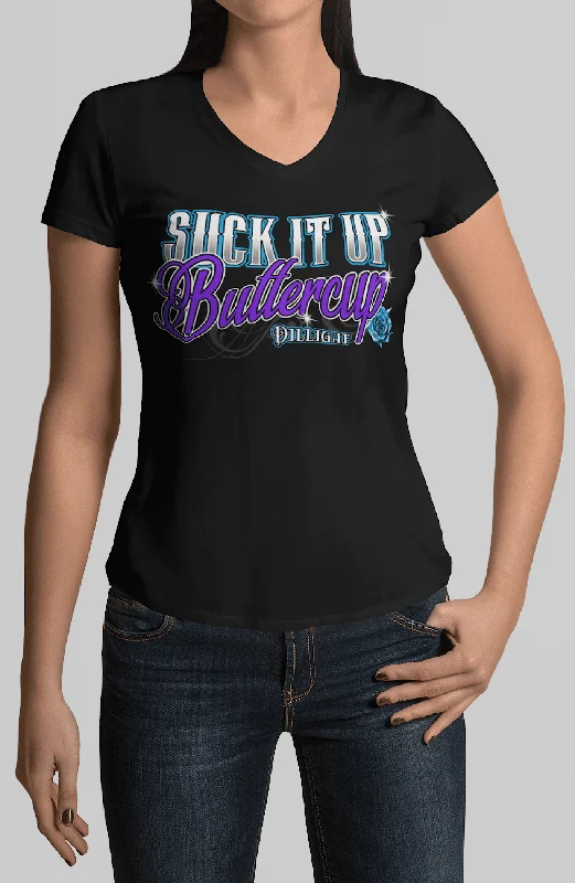 Pocketed Women T Shirt for Added FunctionalitySuck it up Buttercup