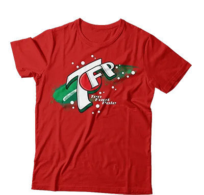 Tie - Dye Women T Shirt with a Bohemian VibeTEN FOOT POLE - "7Up Logo (Red)"