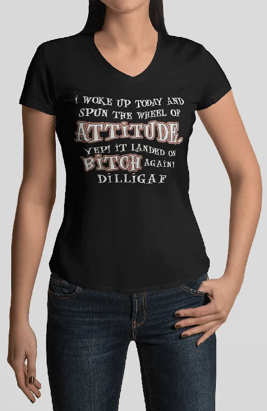 Graphic Print Women T Shirt for a Trendy StatementWheel of Attitude