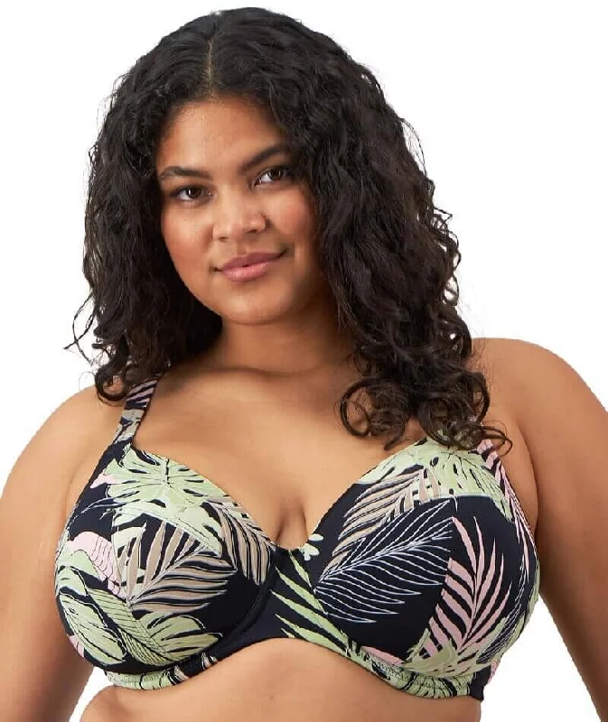 Long - line bikini top for added support and a fashionable lookElomi Swim Tropical Retreat Underwired Plunge Bikini Top - Black