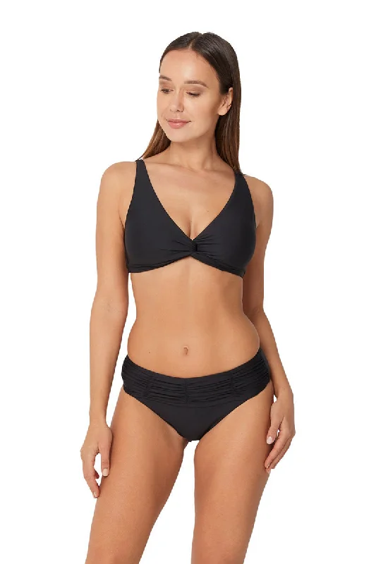 Lace - trimmed bikini for an elegant and romantic touchML Separates Multi Fit Twist Crop Black