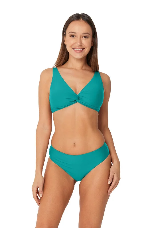 Ruched bikini with fabric gathers for a slimming effectML Separates Multi Fit Twist Crop Pine