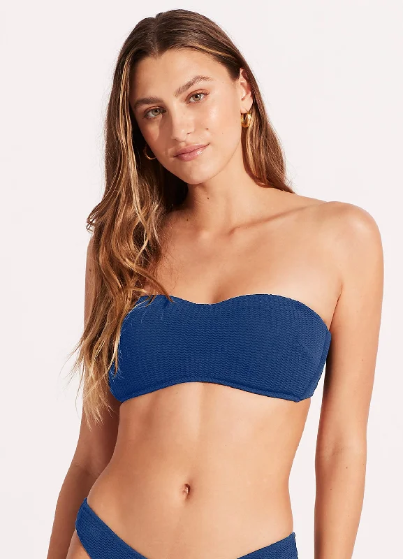 Long - line bikini top for added support and a fashionable lookSea Dive Bustier Bandeau Bikini Top - Ultramarine