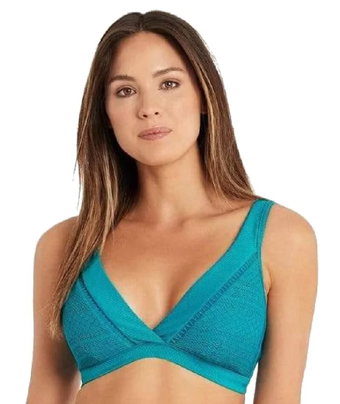 Plus - size bikini with full - coverage options for comfort and confidenceSea Level Amazing Lace Cross Front D-DD Cup Panelled Bralette - Seafoam