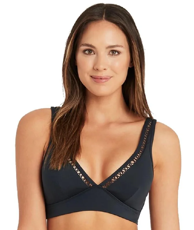 Sustainable bikini made from recycled materials for eco - conscious beachgoersSea Level Lola Shimmer Triangle Bikini Top - Charcoal