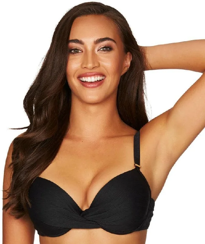 Monokini - style bikini with a unique one - piece - meets - bikini designSea Level Majorca Twist Front Underwire Bikini Top - Black