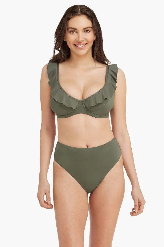 Lace - trimmed bikini for an elegant and romantic touchEco F Cup  U/Wire Bra  Khaki